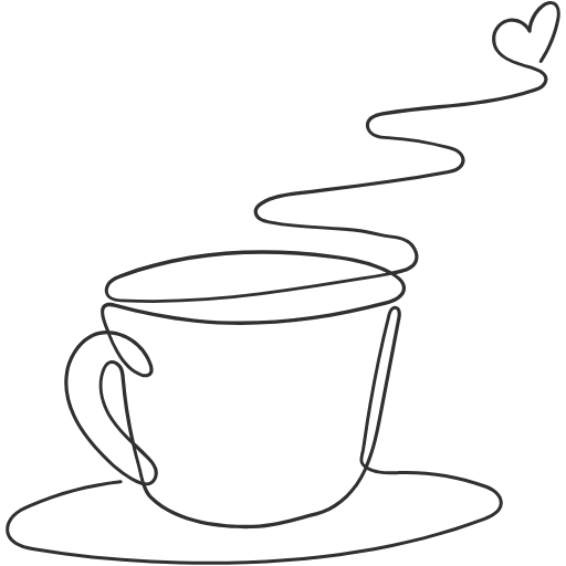コーヒーとサイトロゴのイラスト