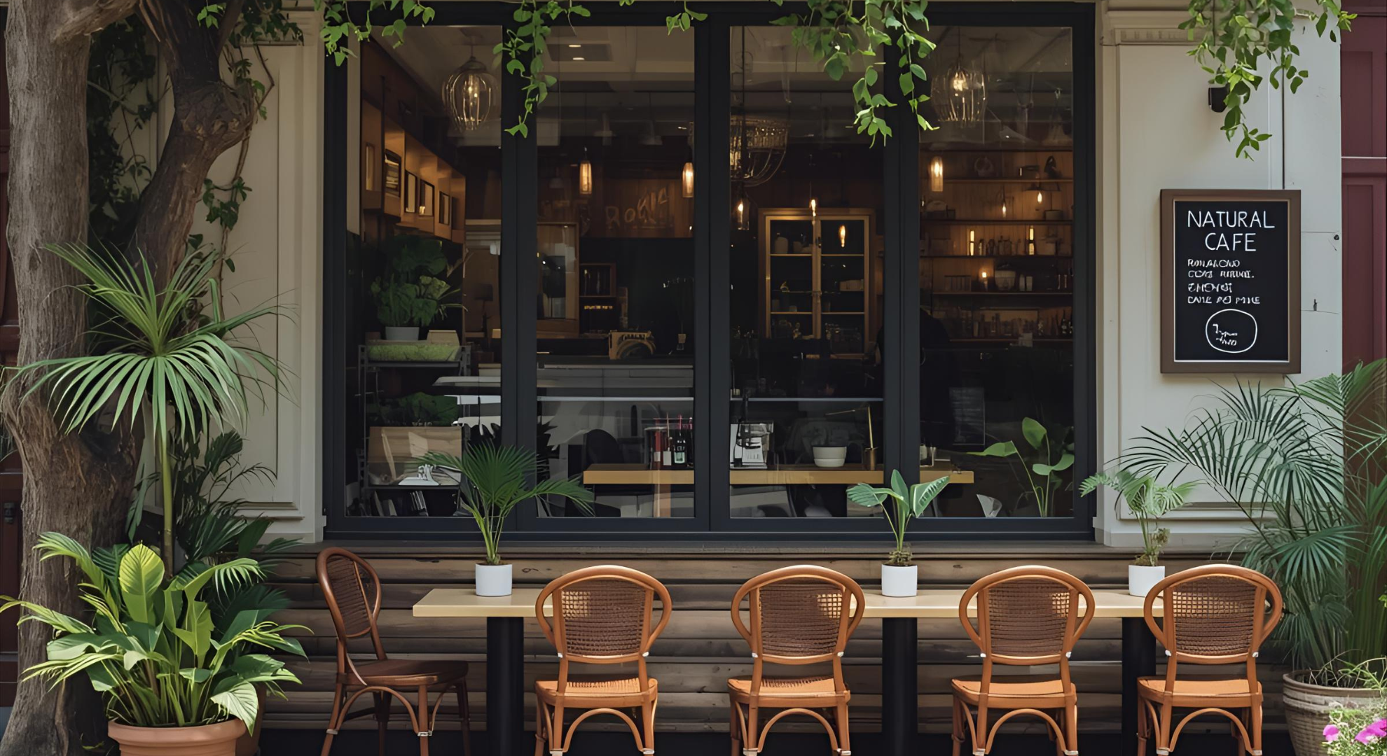 カフェの外